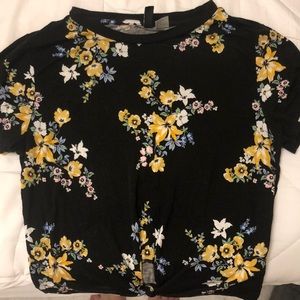 h&m tie floral shirt